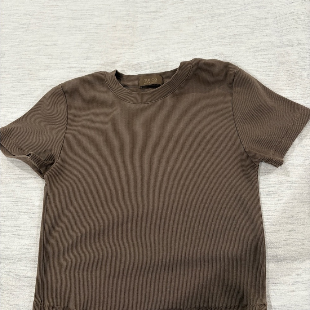 Nuuds Brown Short Sleeve Tees Versatile Cotton Blend